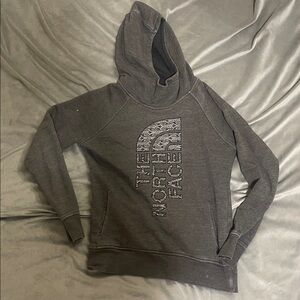 The North Face size medium heatherd black/gray logo hoodie hooded sweatshirt